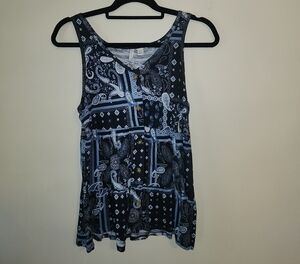 C Est 1946 Stlish Navy and White Paisley Tank Top